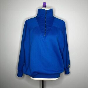Vintage Swatch Quarter Zip Pullover Big Spellout Sweatshirt Blue Unique
